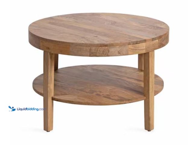 Lot 49-1624772 - Kate & Laurel Talcott 28 in. Natural Round Solid Wood Coffee Table Model # 230659, Unused, Has Attac...
