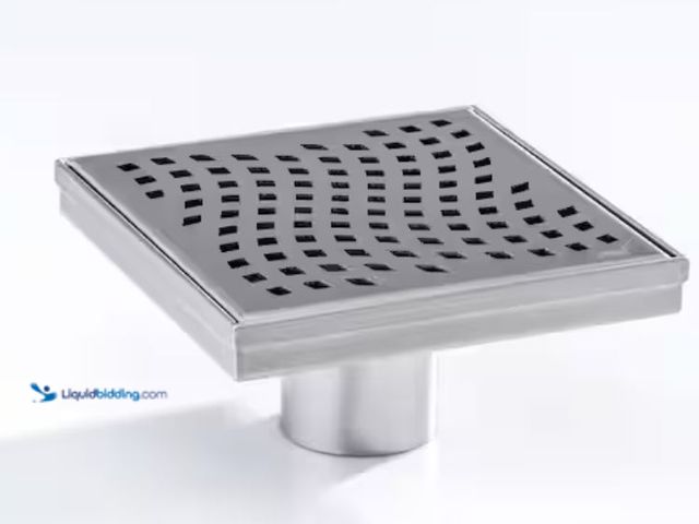 Lot 49-3611891 - Oatey Designline 6 in. x 6 in. Stainless Steel Square Shower Drain with Wave Pattern Drain Cover, Mo...