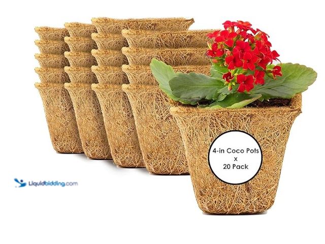 Lot 49-1577105 - Envelor Coco Coir Plant Pots Seed Starter Tray Biodegradable Seed Starter Pots Coco Peat Pots Seedli...