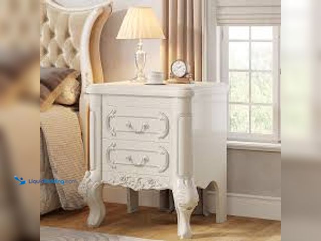 Lot 49-5485630 - Carved Nightstand, Bedside Table End Table with 2 Drawers. SKU: SFLXY-TPOAEIIDP04. Unused with no ha...