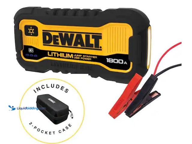 Lot 49-1614295 - DEWALT 1800 Peak Amp Lithium Jump Starter with USB Power Bank and Carrying Case Model # DXAELJ18C, U...