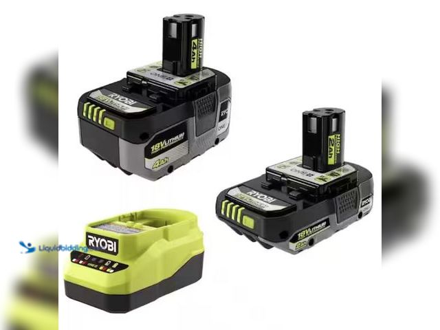 Lot 49-2005912 - RYOBI ONE+ 18V Lithium-Ion Starter Kit with (1) 2.0 Ah Battery, (1) 4.0 Ah Battery, and Charger, Mod...