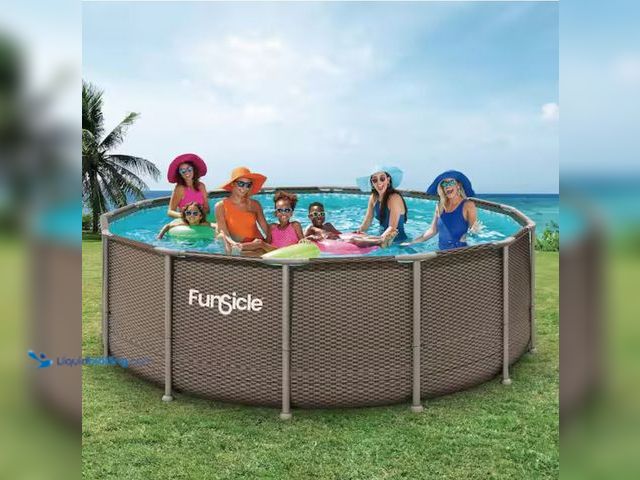 Lot 49-2005460 - Funsicle Oasis Designer 14 ft. Round 48 in. Deep Metal Frame Above Ground Pool Set
Q, Model # F9Q01...