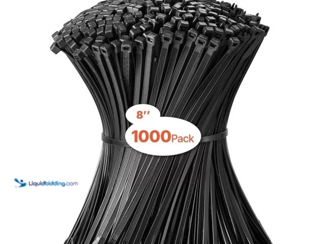 Lot 49-1792899 - New 1000 Pack Cable Zip Ties 8-inch  Wire Ties &amp; 50LBS High Tensile Strength brand new