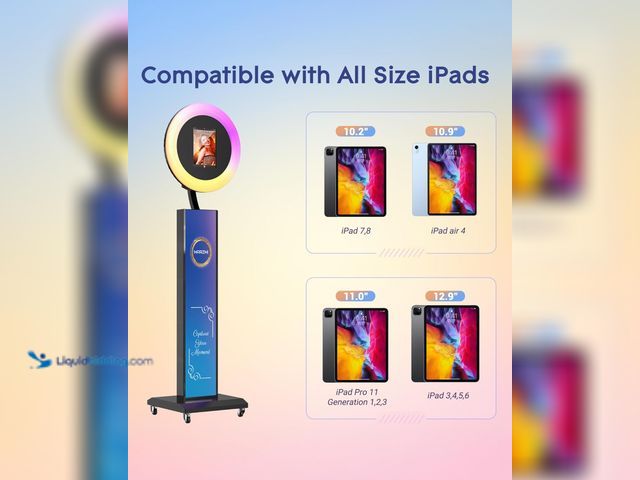 Lot 49-3536815 - HARZHI Portable Photo Booth Compatible with Ipad, Large Lightbox. Unused with attachments and hardwa...