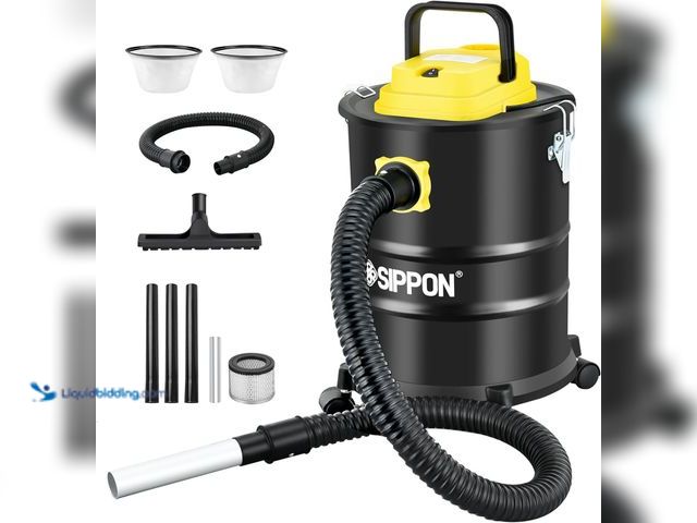 Lot 49-5549768 - Ash Vacuum Cleaner, 1000W，4 Gallon for Pellet Stove & Fireplace | Wheeled Base, Leak-Proof Design, F...