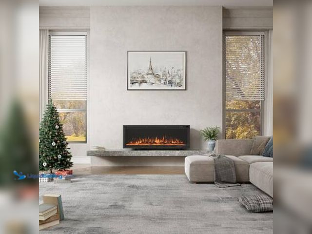 Lot 49-5544133 - Mondawe 50 in. Wall Mounted Freestanding Electric Fireplace Recessed with Overheating Protection in ...