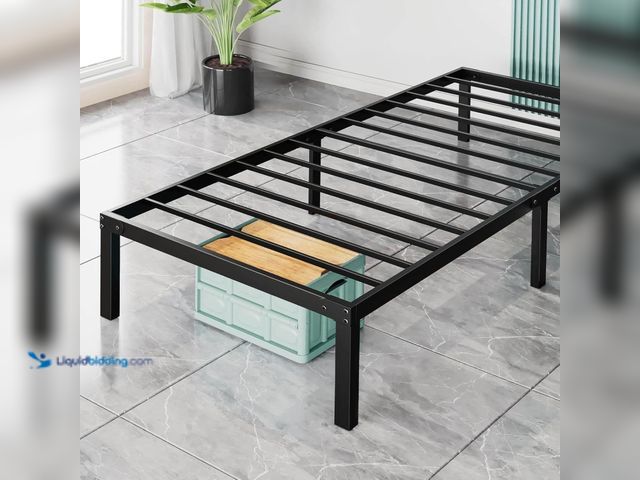 Lot 49-3531307 - Twin Bed Frame - Heavy Duty Metal Platform Bed Frames Twin Size with Storage Space Under Frame, 14 I...
