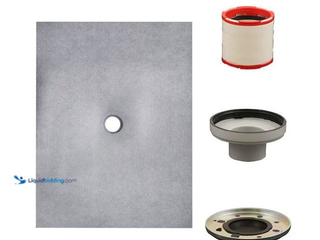 Lot 49-1568384 - Everbilt Watershield Shower System 36 in. x 60 in. Waterproof Center Drain Shower Tray With Drain As...