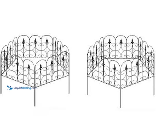 Lot 49-1517087 - Kingdely
32 in. H x 24 in. Black Steel Garden Fence Panel Rustproof Decorative Garden Fence (10-Pac...