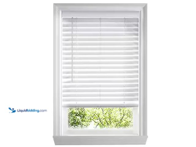 Lot 49-1624494 - Home Decorators Collection White Cordless Faux Wood Blinds for Windows with 2 in. Slats - 70.5 in. W...