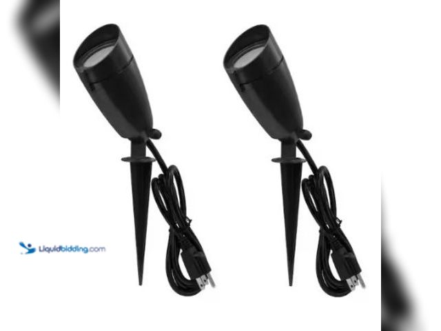 Lot 49-1625648 - Lot of (2) Commercial Electric 14-Watt 1100 Lumens Line Voltage Bronze Integrated LED Landscape Floo...