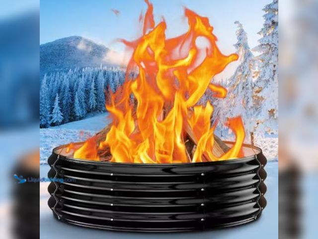 Lot 49-2022259 - 60 Inch Extra Large Fire Pit Ring for Outside, Heavy-Duty Wood Burning Fire Pit Insert for Backyard ...