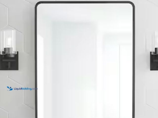Lot 49-2020749 - Glacier Bay 24 in. W x 30 in. H Rounded Corner Rectangular Matte Black Medicine Cabinet with Mirror,...