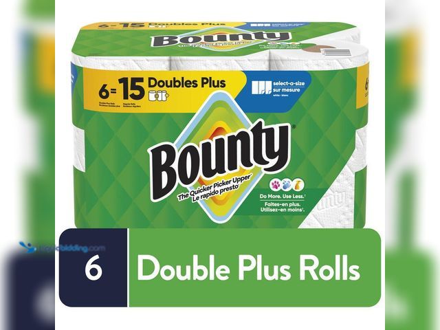 Lot 49-5556941 - Bounty
White, Select-A-Size Paper Towel Roll (6 Double Plus Rolls). Model # 003077219286. Unused