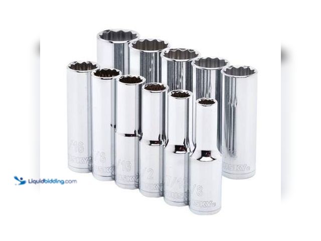 Lot 49-3565271 - Husky 1/2 in. Drive Deep SAE Socket Set (11-Piece) Model # H2DDPSAE11PCSR unused