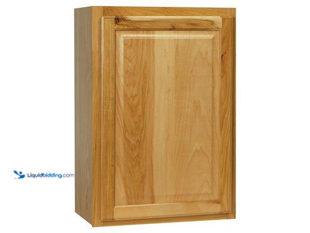 Lot 49-2000778 - Hampton Bay Hampton 21 in. W x 12 in. D x 30 in. H Assembled Wall Kitchen Cabinet in Natural Hickory...
