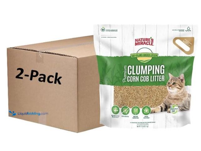 Lot 49-1569716 - Nature's Miracle Premium Clumping Corn Cob Litter, Tough Odor Bio-Enzymatic Formula, Dust Free, 18lb...