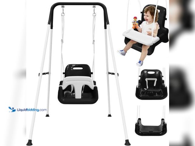 Lot 49-5544168 - Upgraded Toddler Swing with Tray, Baby Swing Outdoor with Detachable Design, Safety Belt, Foldable F...