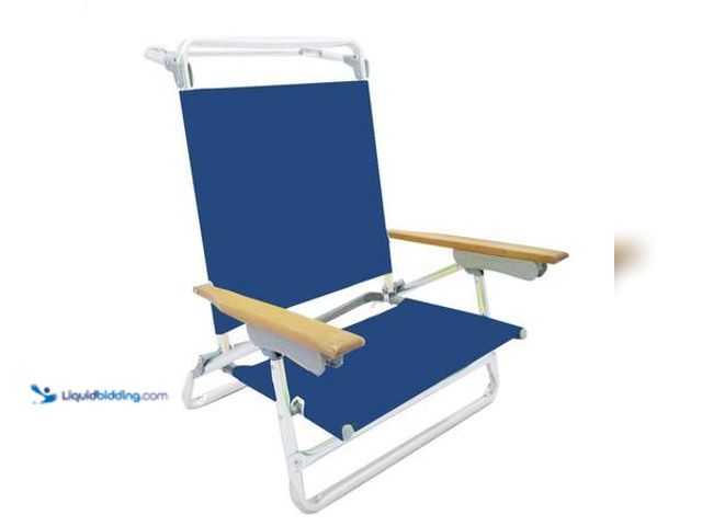 Lot 49-5553523 - StyleWell 5-Position Folding Aluminum Beach Chair Model # AC1100C NEW.