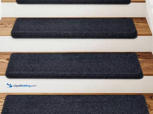 Lot 49-2020874 - PURE ERA Black 9.5 in. x 30 in. x 1.2 in. Bullnose Indoor Non-slip Carpet Stair Tread Cover Tape Fre...