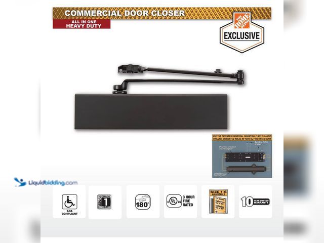 Lot 49-3512471 - Universal Hardware
Size 1-6 All-In-One Commercial Door Closer with Universal Mount Plate - ANSI Gra...