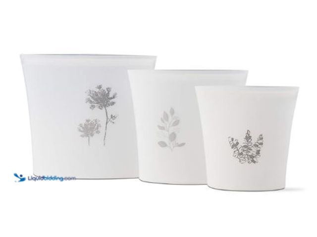 Lot 49-1544703 - (2x) tag Reusable Silicone Bag Set Of 3 Eco-Friendly Bpa Free Food Safe Storage Container With Ps Sl...