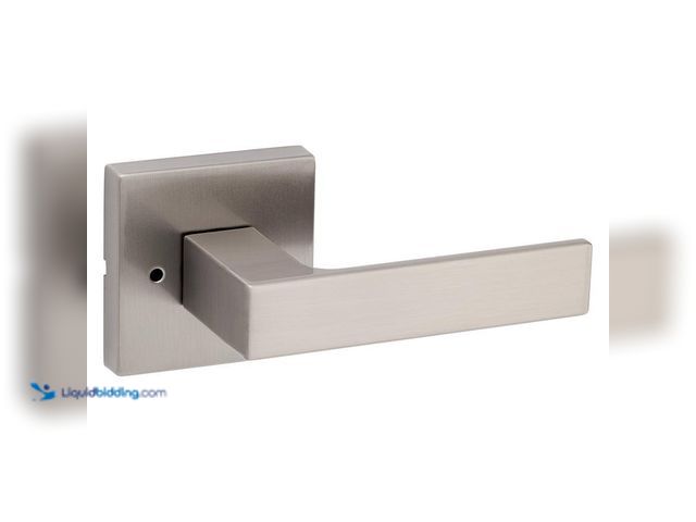 Lot 49-5408032 - Lot of 2. Kwikset Singapore Square Satin Nickel Bed/Bath Door Handle with Microban and Lock. [Model ...