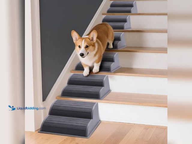 Lot 49-1549498 - 2-Step Modular Dog Ramp - Portable Non-Slip Stairs for Small Dogs with High Support, 9.5" D Lightwei...