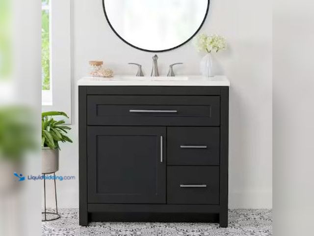 Lot 49-1524618 - Home Decorators Collection
Clady 37 in. Single Sink Matte Black Bath Vanity with White Cultured Mar...