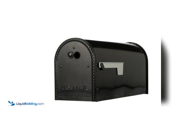 Lot 49-5406796 - Architectrual mailboxes Edwards Black, Large, Steel, Post Mount Mailbox, Model#EM160BAM, Unused.