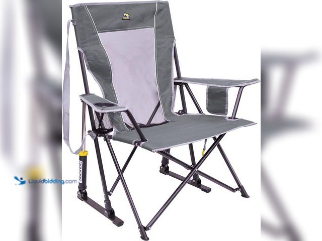 Lot 49-5543690 - GCI Outdoor Comfort Pro Rocker Outdoor Rocking Chair with Beverage Holder. Model #B097C3L1NS. Unused