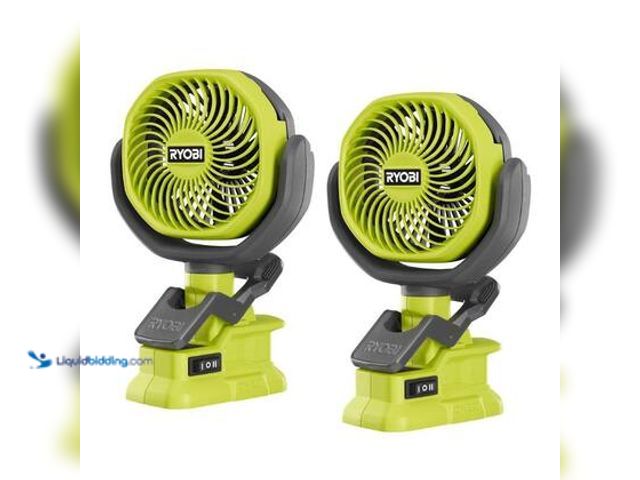 Lot 49-3565865 - RYOBI ONE+ 18V Cordless 4 in. Clamp Fan Tools Only (2-Pack). Works With Any RYOBI ONE+ 18V Battery (...