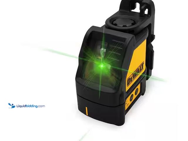 Lot 49-1576427 - DEWALT 100 ft. Green Self-Leveling Cross Line Laser Level with (3) AA Batteries & Case Model # DW088...