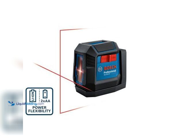 Lot 49-5546854 - Bosch 50 ft. Dual Power Battery Red Beam Self-Leveling Cross-Line Laser Level Model # GLL50-20 used....