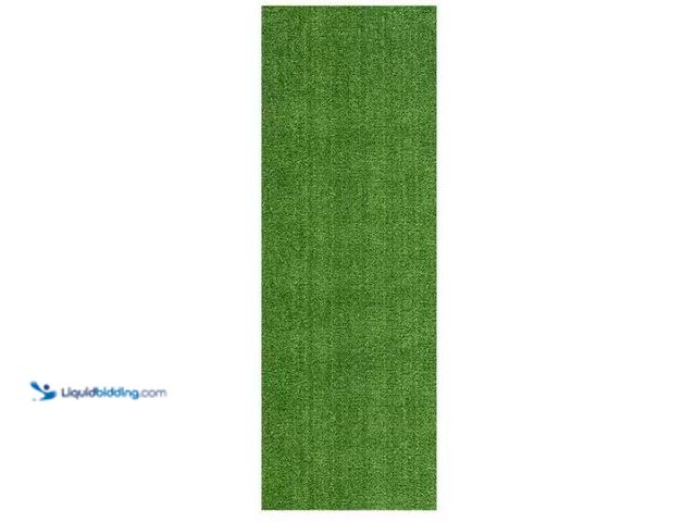 Lot 49-1627337 - Sweet Home Stores Green 3 ft. x 30 ft. Meadowland Collection Waterproof Solid Artificial Grass Runne...