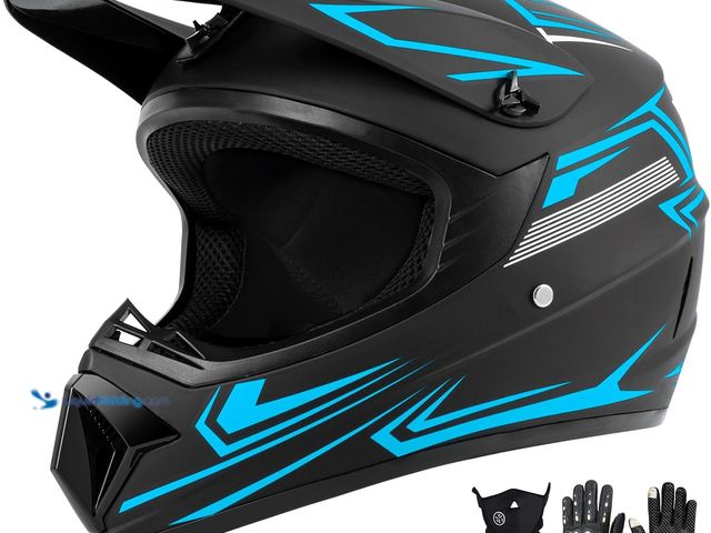 Lot 49-5459744 - Youth Kids Dirt Bike Motocross Helmets (Goggles Gloves Face Mask) 4PCS Set, Boys Girls Full Face Mot...