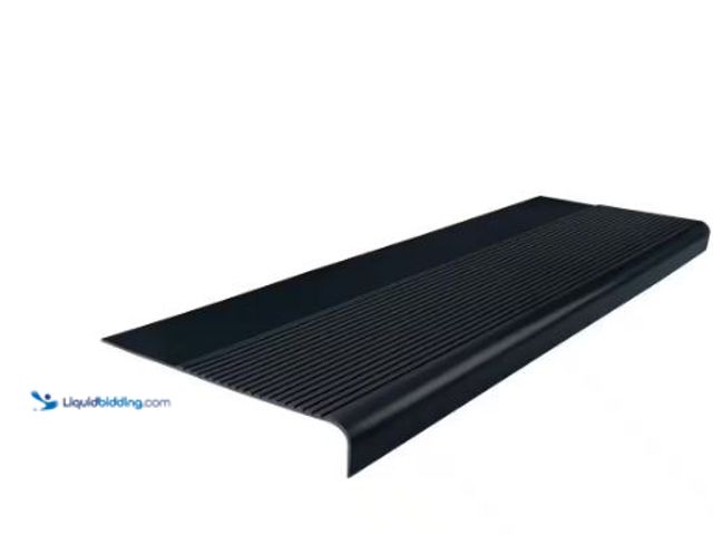 Lot 49-1517489 - ROPPE Heavy Duty Raised Diamond Design Black 12-1/4 in. x 42 in. Rubber Square Nose Stair Tread, Mod...