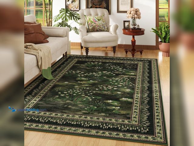 Lot 49-3528284 - Rugcomf Area Rugs 8x10 Clearance Impressionist-Style Vintage Washable Area Rug Non Slip Low Pile Lar...