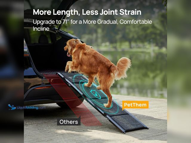 Lot 49-5410372 - Dog Ramp for Car Folding Dog Ramps for Large Dogs with Non-Slip Rug Surface Portable Dog Car Ramp fo...