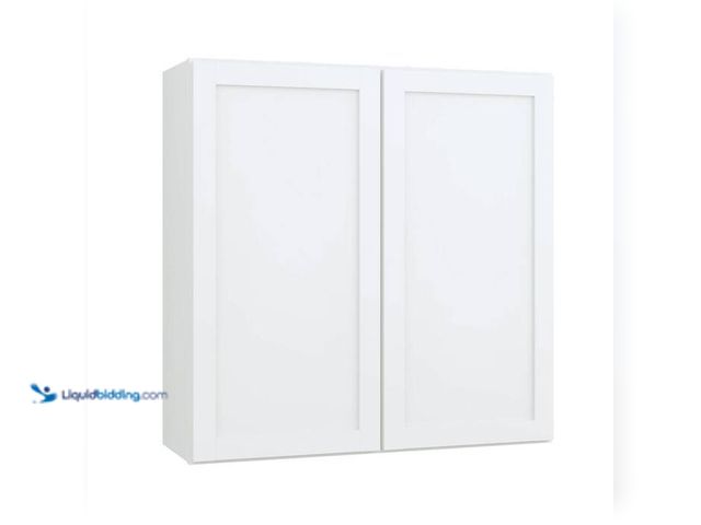Lot 49-2004278 - Hampton Bay Courtland 36 in. W x 12 in. D x 36 in. H Assembled Shaker Wall Kitchen Cabinet in Polar ...