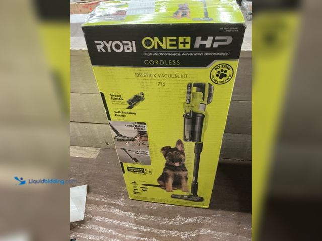 Lot 49-5487871 - Ryobi One HP Cordless 18V Stick Vacuum Kit (tested works)