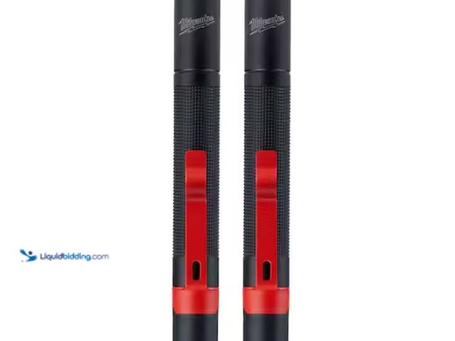 Lot 49-1570168 - (2-Pack) Milwaukee 100 Lumens Aluminum Pen Light with Clip, Model # 2105P, New.   Ref#HDPA0116