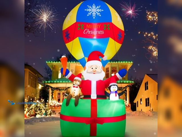 Lot 49-1542681 - Yexmas 9FT Inflatable Christmas Santa Claus in Hot Air Balloon , Prelit Christmas Decoration with LE...