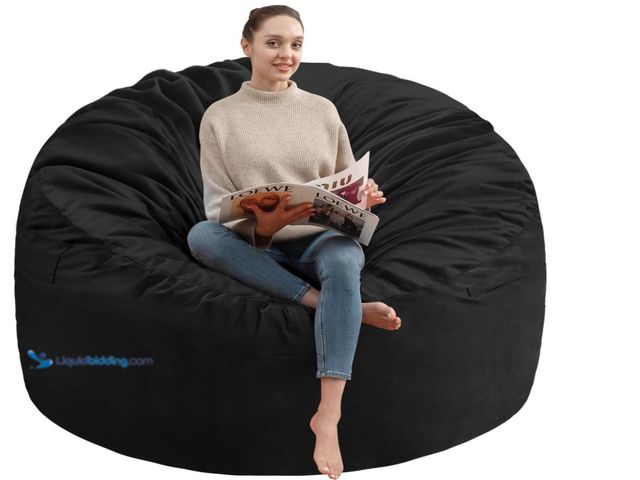 Lot 49-1516410 - (no cover) 3Ft Bean Bag Chair, Memory Foam Filling Bean Bag Chairs with Velvet Cover, Removable and ...