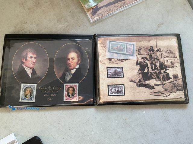 Lot 49-1505413 - LEWIS and CLARK EXPEDITION STAMP AND COIN COLLECTION IN A NICE BI-FOLD DISPLAY FOLDER INCLUDING 6 ST...