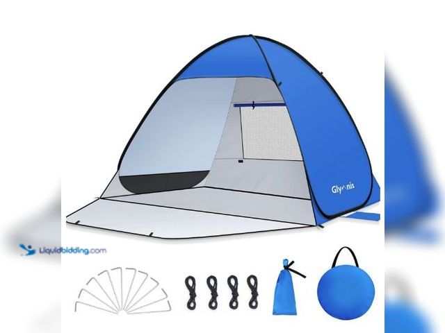 Lot 49-5436853 - Glymnis Pop Up Beach Tent Beach Shade Tent for 1-4 Persons Sun Shelter UPF 50+ Enclose Zipper Door P...