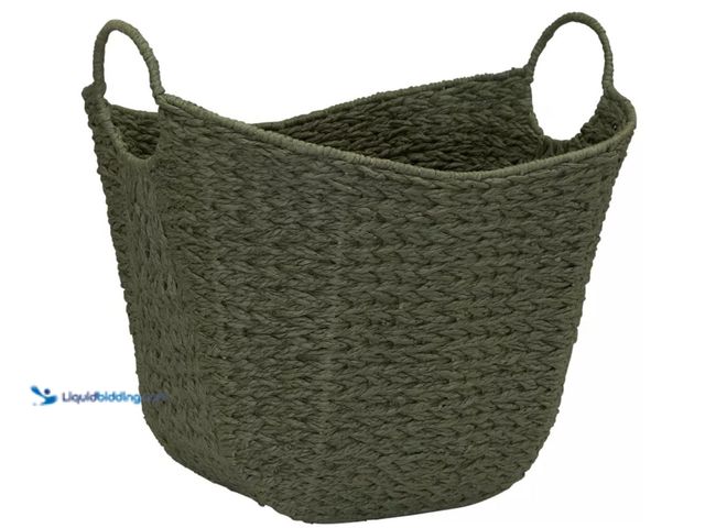Lot 49-2001000 - Household Essentials Paper Rope Basket with Handles, Natural Woven Woven Storage Basket, Great for D...