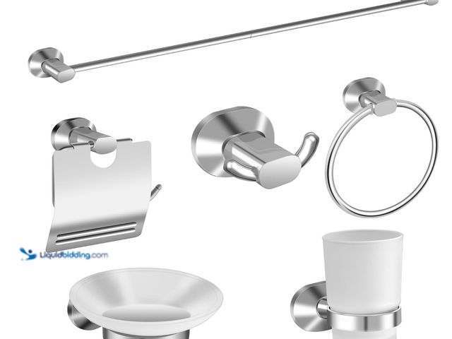 Lot 49-1512620 - Bathroom Hardware Set 8 Piece Accessories Towel Rack Set Stainless Steel Wall Mounted, 30-Inch Towel...