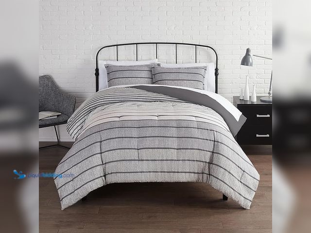 Lot 49-1557335 - Serta Simply Clean Full/Queen Conrad Soft Modern Textured Striped Comforter Set with Pillowcase for ...